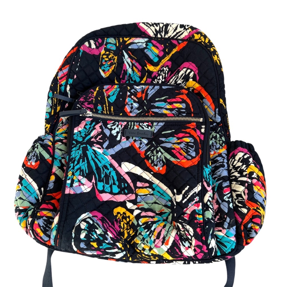 Vera Bradley Backpack Quilted XL Campus Butterfly Flutter Multi-Coloured